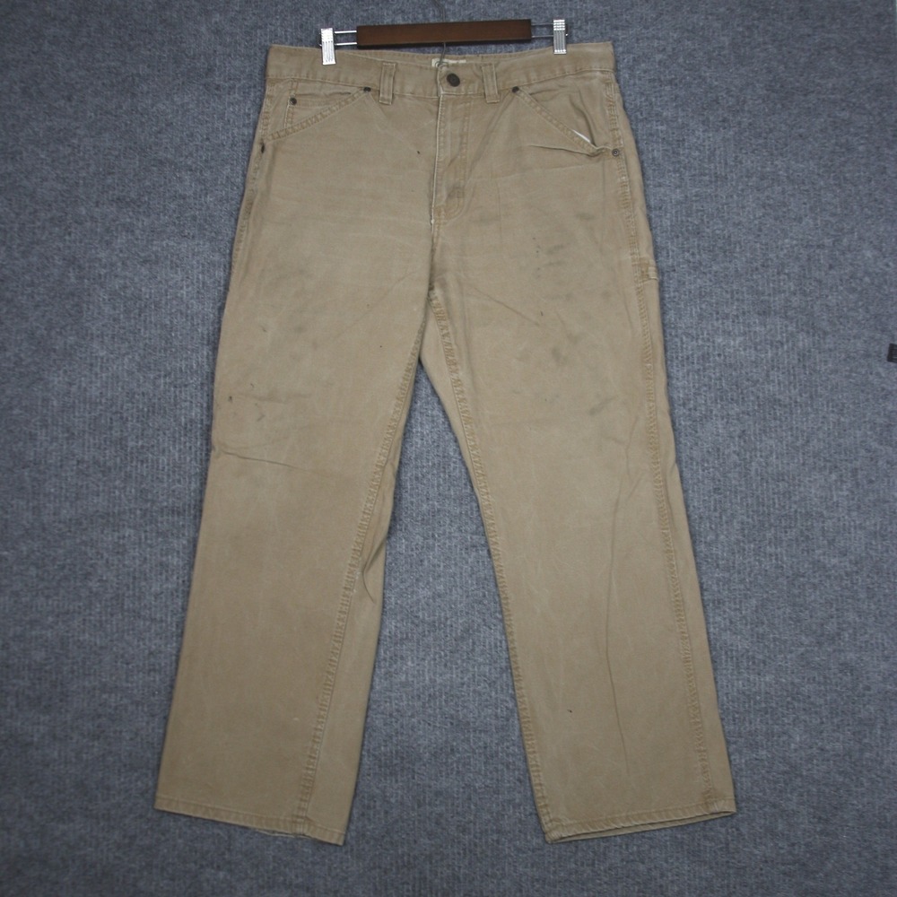 Schmidt Workwear Men's Tan Carpenter Pants Size 34 Cotton Utility Work Pants